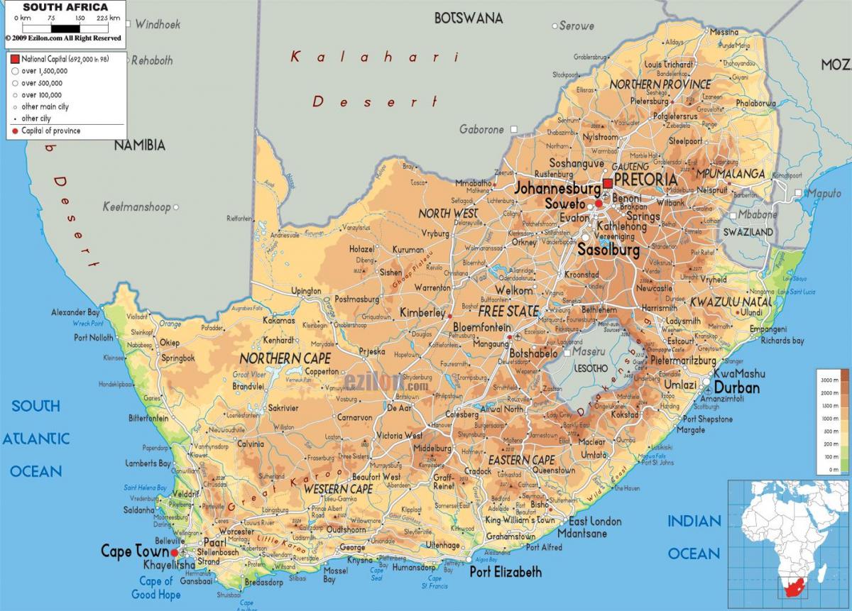 Grande mapa da África do Sul