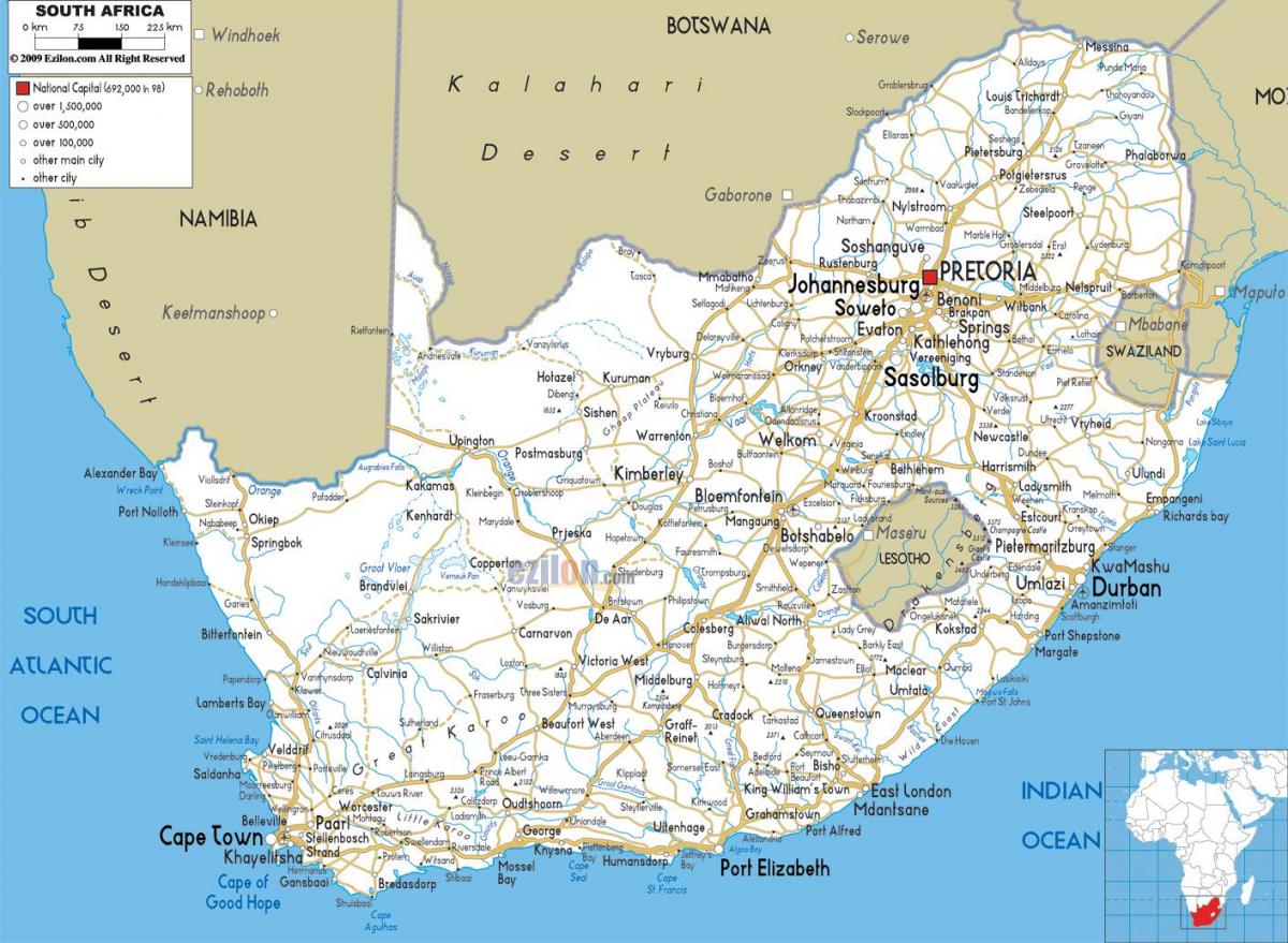 Mapa da cidade da África do Sul