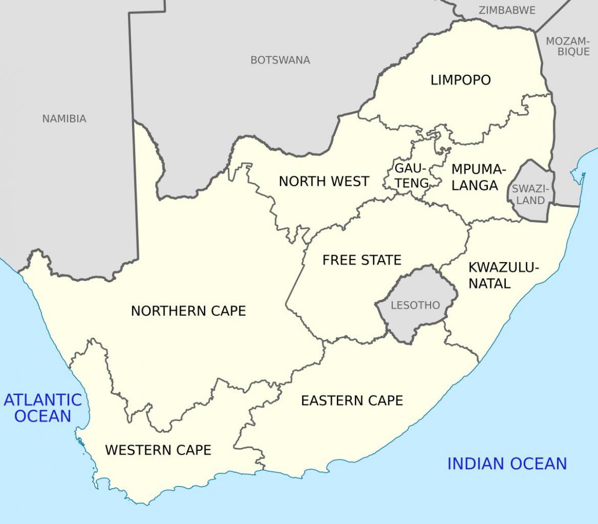 Mapa de Estado da África do Sul