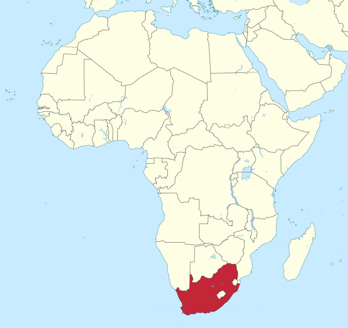 Localização da África do Sul no mapa de África
