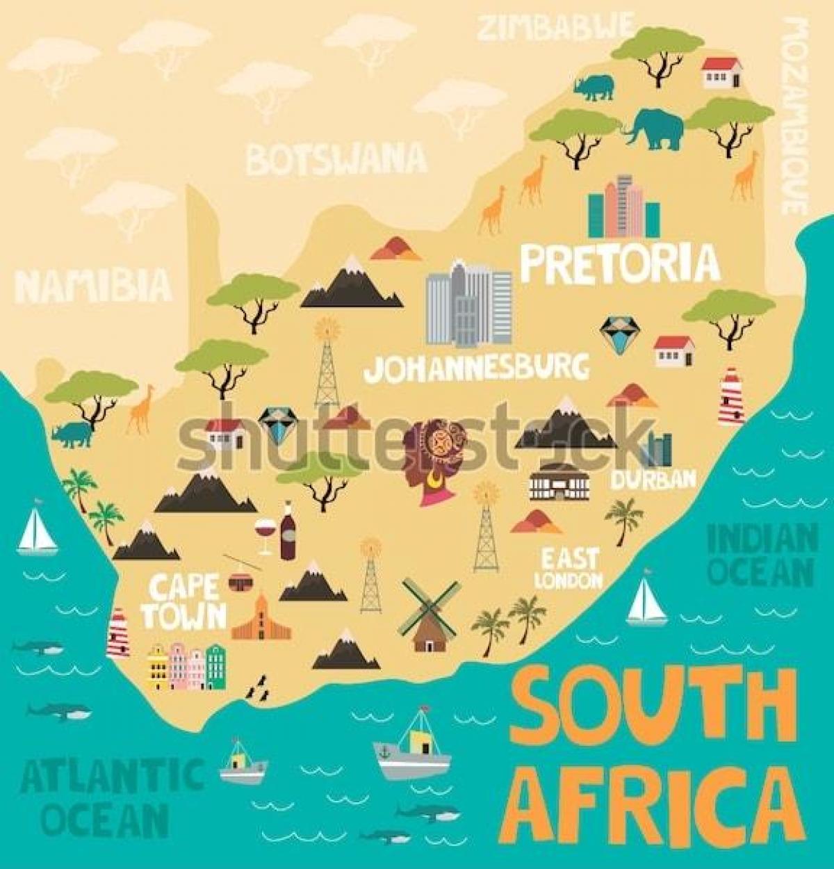 Mapa de viagem da África do Sul