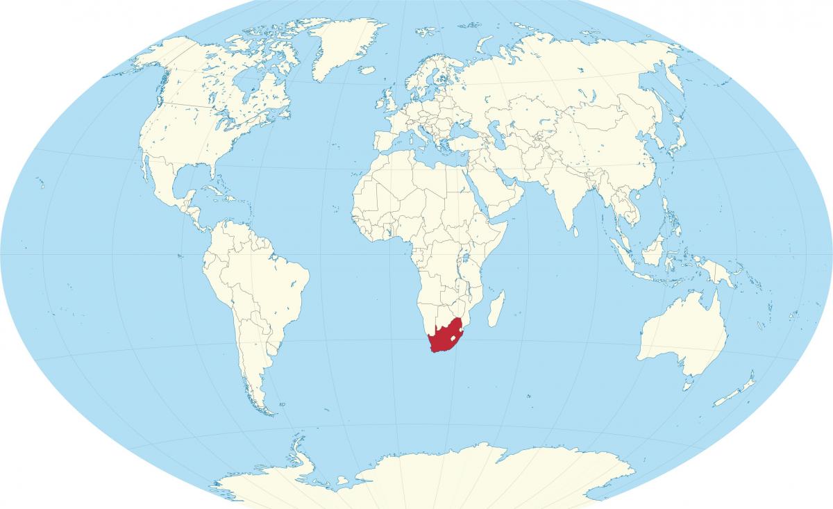 Localização da África do Sul no mapa do mundo